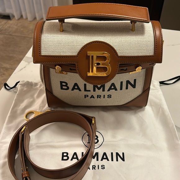 🌷SOLD🌷Balmain Canvas B-Buzz 23 bag with brown leather panels - Picture 2 of 7